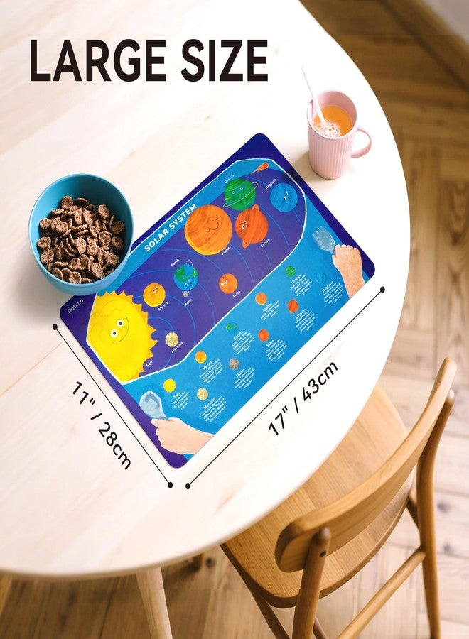 Dotimo kids Dotimo 6 Pack Kids Placemats for Dining Table - Educational PVC Mats with 6 Learning Themes (Alphabet, Numbers, Planets & More), Non-Slip, Wipeable & Reusable for Toddlers, Homeschool & Classroom - Image 2